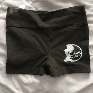 Army green Celestial bodies booty scrunch shorts